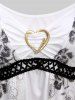 Haut Transparent en Dentelle Florale et Manches Bouffantes à Lacets Grande Taille - Blanc 