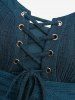 Plus Size Grommets Lace Up Patchwork Textured Ruffles Asymmetrical Dress With Belt -  