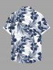 Plus Size Tropical Leaf Hibiscus Flower Print Buttons Pocket Hawaii Shirt For Men -  