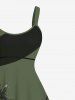 Plus Size Coconut Tree Colorblock Print Hawaii Tank Dress -  