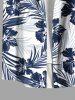 Plus Size Tropical Leaf Hibiscus Flower Print Buttons Pocket Hawaii Shirt For Men -  