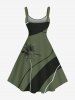 Plus Size Coconut Tree Colorblock Print Hawaii Tank Dress -  