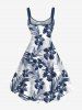 Plus Size Tropical Leaf Hibiscus Flower Print Hawaii Tank Dress -  