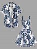 Plus Size Tropical Leaf Hibiscus Flower Print Hawaii Tank Dress -  