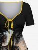 Plus Size Coconut Tree Sun Seascape Print Cinched Hawaii Dress -  
