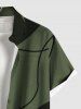 Plus Size Coconut Tree Colorblock Print Buttons Pocket Hawaii Shirt For Men -  