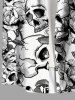 Plus Size Skulls Flowers Print Buttons Pocket Hawaii Shirt For Men -  