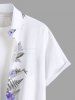 Chemise Fleurs et Feuilles Imprimées avec Poche de Grande Taille pour Homme - Blanc 2XL