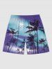 Plus Size Coconut Tree Tie Dye Print Hawaii Beach Shorts For Men -  