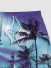 Plus Size Coconut Tree Tie Dye Print Hawaii Beach Shorts For Men -  