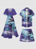 Plus Size Coconut Tree Tie Dye Print Hawaii Beach Shorts For Men -  