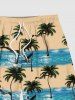 Plus Size Coconut Tree Sea Waves Bird Print Hawaii Beach Shorts For Men -  