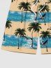 Plus Size Coconut Tree Sea Waves Bird Print Hawaii Beach Shorts For Men -  