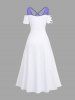Plus Size Flowers Leaf Print Cold Shoulder Crisscross Hawaii Maxi Dress -  