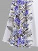 Plus Size Flowers Leaf Print Cold Shoulder Crisscross Hawaii Maxi Dress -  
