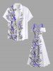 Plus Size Flowers Leaf Print Cold Shoulder Crisscross Hawaii Maxi Dress -  