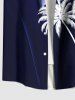 Plus Size Coconut Tree Curve Light Beam Print Hawaii Button Pocket Shirt For Men -  