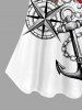 Plus Size Skull Pirate Anchor Chain Steering Wheel Print Hawaii Cruise Cold Shoulder T-shirt -  