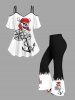 Plus Size Skull Pirate Anchor Chain Steering Wheel Print Hawaii Cruise Cold Shoulder T-shirt -  