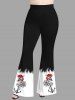 Pantalon Évasé Imprimé Crâne de Pirate avec Chaîne Grande Taille - Noir 6X