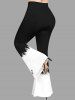 Pantalon Évasé Imprimé Crâne de Pirate avec Chaîne Grande Taille - Noir 6X