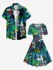 Plus Size Cartoon Monster Tape Star Letters Graffiti Print Hawaii Vintage A Line Dress -  