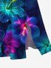 Plus Size Glitter Ombre Floral Tropical Leaves Print Hawaii Split Pocket A Line Midi Dress -  