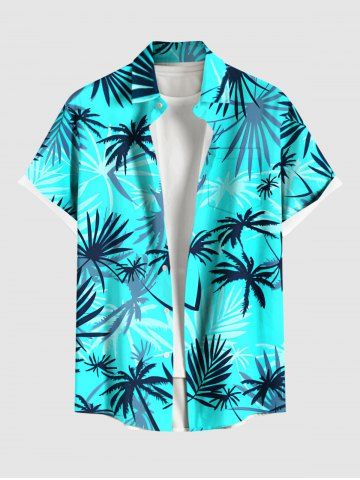 Chemise Imprimé Cocotier à Boutons Grande Taille avec Poche pour Homme