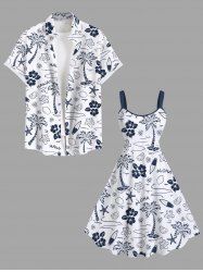 Coconut Tree Flower Lemon Starfish Sailboat Print Plus Size Matching Hawaii Beach Outfit For Couples -  