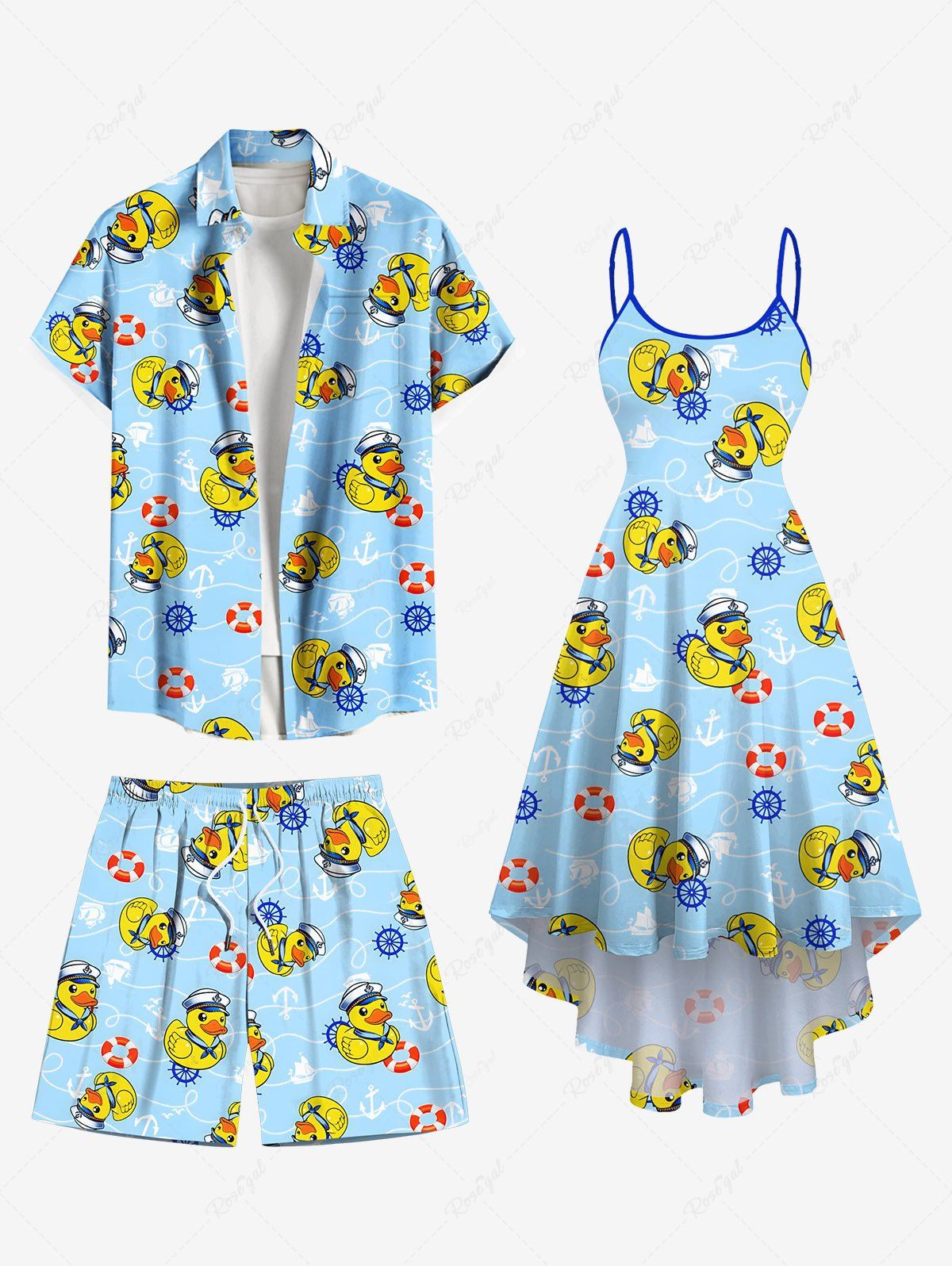 Store Duck Swimming Ring Anchor Print Plus Size Plus Size Matching Hawaii Cruise Beach Outfit For Couples  