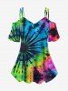 Ensemble T-shirt et Short Imprimé Tie-Dye Grande Taille - Multi-A 