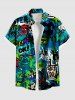 Cartoon Monster Tape Star Letters Graffiti Print Plus Size Matching Hawaii Music Beach Outfit For Couples -  