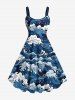 Sea Waves Print Plus Size Matching Cruise Hawaii Beach Outfit For Couples -  