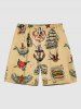 Hamburger Skull Fish Anchor Sailboat Heart Print Plus Size Matching Hawaii Cruise Beach Outfit For Couples -  