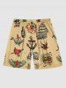 Hamburger Skull Fish Anchor Sailboat Heart Print Plus Size Matching Hawaii Cruise Beach Outfit For Couples -  