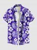 Tenue de Plage Hawaiien Imprimé Fleurs et Feuilles Tropicales Grande Taille pour Couples - Pourpre  