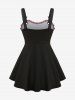 Plus Size Ombre Print Lace Up Ruched Ruffles Star Buckle Tank Top -  