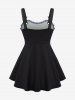 Plus Size Ombre Print Lace Up Ruched Ruffles Star Buckle Tank Top -  