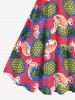 Plus Size Pineapple Flamingo Print Hawaii A Line Tank Dress -  