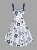 Plus Size Coconut Tree Floral Lemon Starfish Sailboat Print Hawaii A Line Tank Dress -  