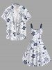 Plus Size Coconut Tree Floral Lemon Starfish Sailboat Print Hawaii A Line Tank Dress -  