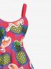 Plus Size Pineapple Flamingo Print Hawaii A Line Tank Dress -  