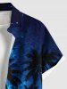 Plus Size Coconut Tree Glitter Galaxy Print Hawaii Button Pocket Shirt For Men -  