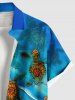 Plus Size Cute Turtle Sea Beach Print Hawaii Sea Creatures Ombre Button Pocket Shirt For Men -  