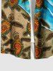 Plus Size Cute Turtle Sea Beach Print Hawaii Sea Creatures Ombre Button Pocket Shirt For Men -  