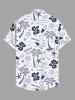 Chemise Boutonnée à Imprimé Citron Etoiles de Mer et Cocotier Grande Taille avec Poche pour Hommes - Blanc XL