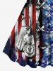 Plus Size 3D Lace Up Patriotic American Flag Camouflage Chain Print A Line Tank Dress -  