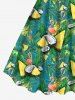 Plus Size Tropical Leaf Coconut Pineapple Flamingo Print Hawaii A Line Tank Dress -  