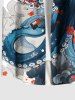 Plus Size Octopus Flower Cloud Print Hawaii Button Pocket Shirt For Men -  