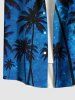 Plus Size Coconut Tree Glitter Galaxy Print Hawaii Button Pocket Shirt For Men -  